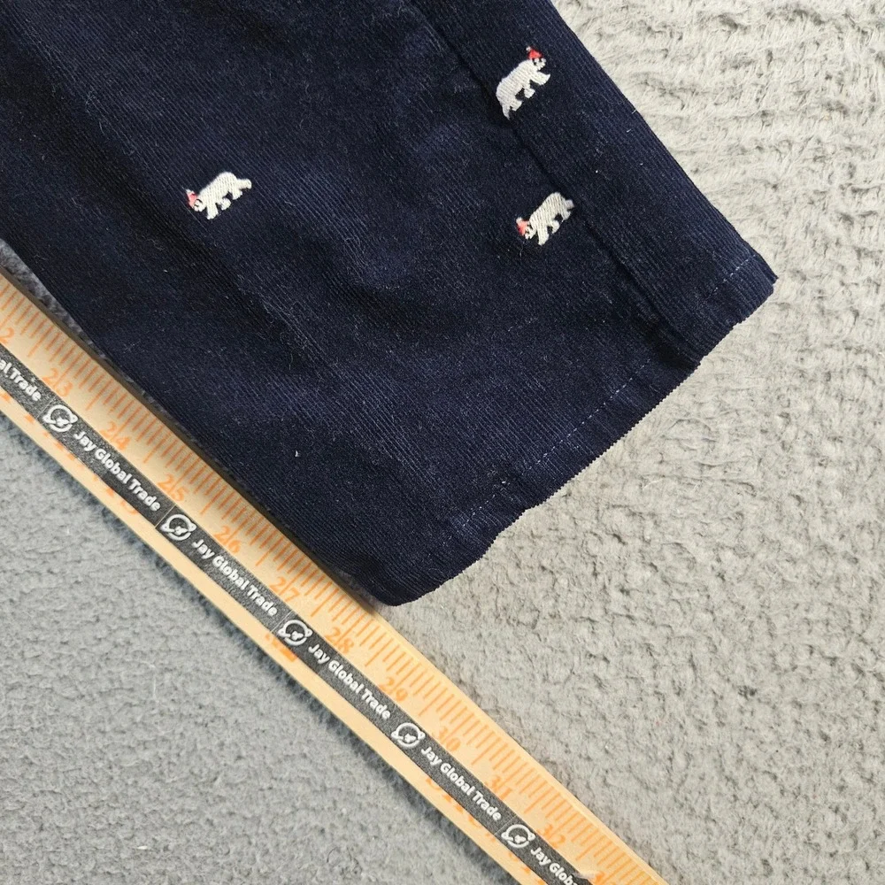 Talbots Corduroy Straight Leg Pants Navy Blue Polar Bear Embroidered Size 6P - Picture 10 of 11